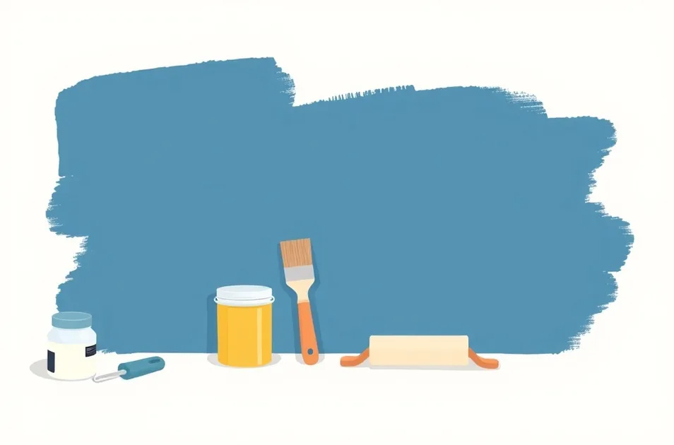 Outils de peinture disposés dans l'ordre des étapes du chantier